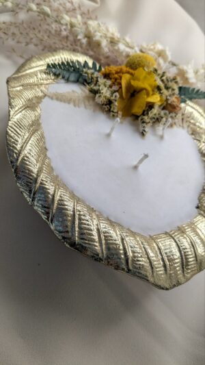 Bougie feuille dorée