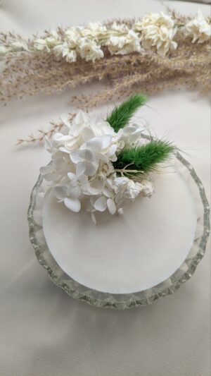 Bougie fleurie coupelle en verre recyclé