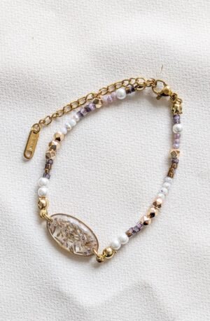 Bracelet perlé personnalisable – Violine d’Iris – Bijou fait main femme