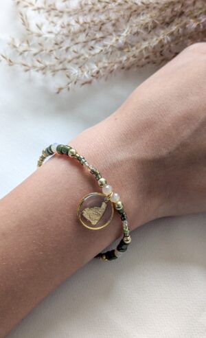 Bracelet perlé personnalisable – Vert Prairie – Bijou fait main femme