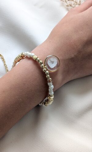 Bracelet perlé personnalisable – Doré Solaire – Bijou fait main femme