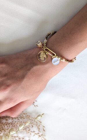 Bracelet perlé Beige, terracotta & safran – à personnaliser