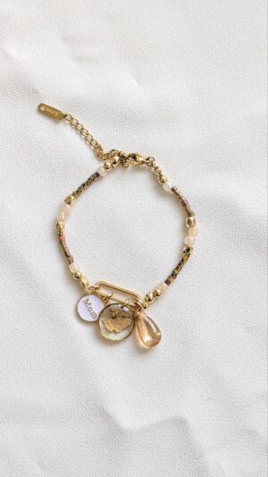 Bracelet perlé Beige, terracotta & safran – à personnaliser