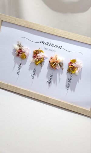 Tableau personnalisé “Maman depuis” – Fleurs séchées