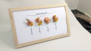Tableau personnalisé “Maman depuis” – Fleurs séchées